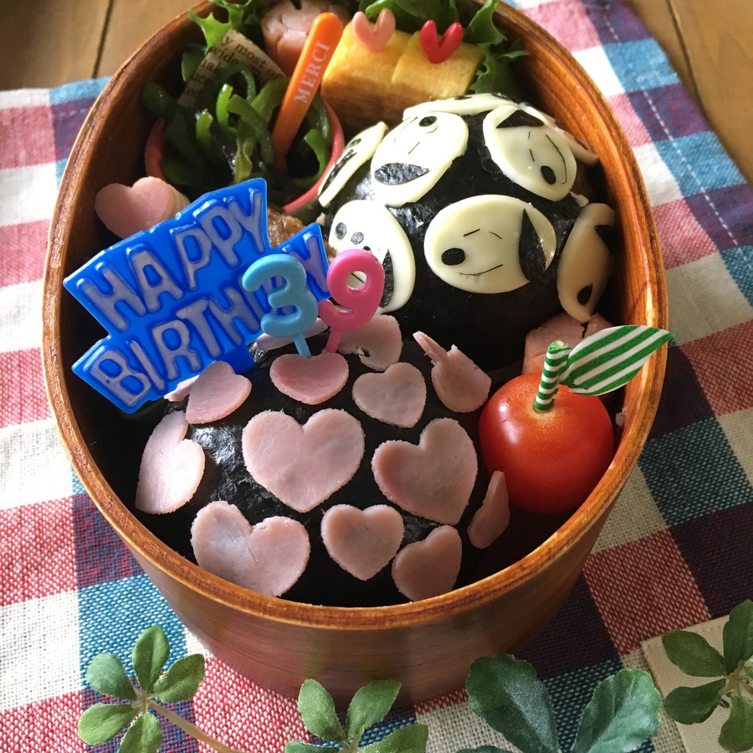 ハートとスヌーピーのおにぎりdeコッタ弁当♪