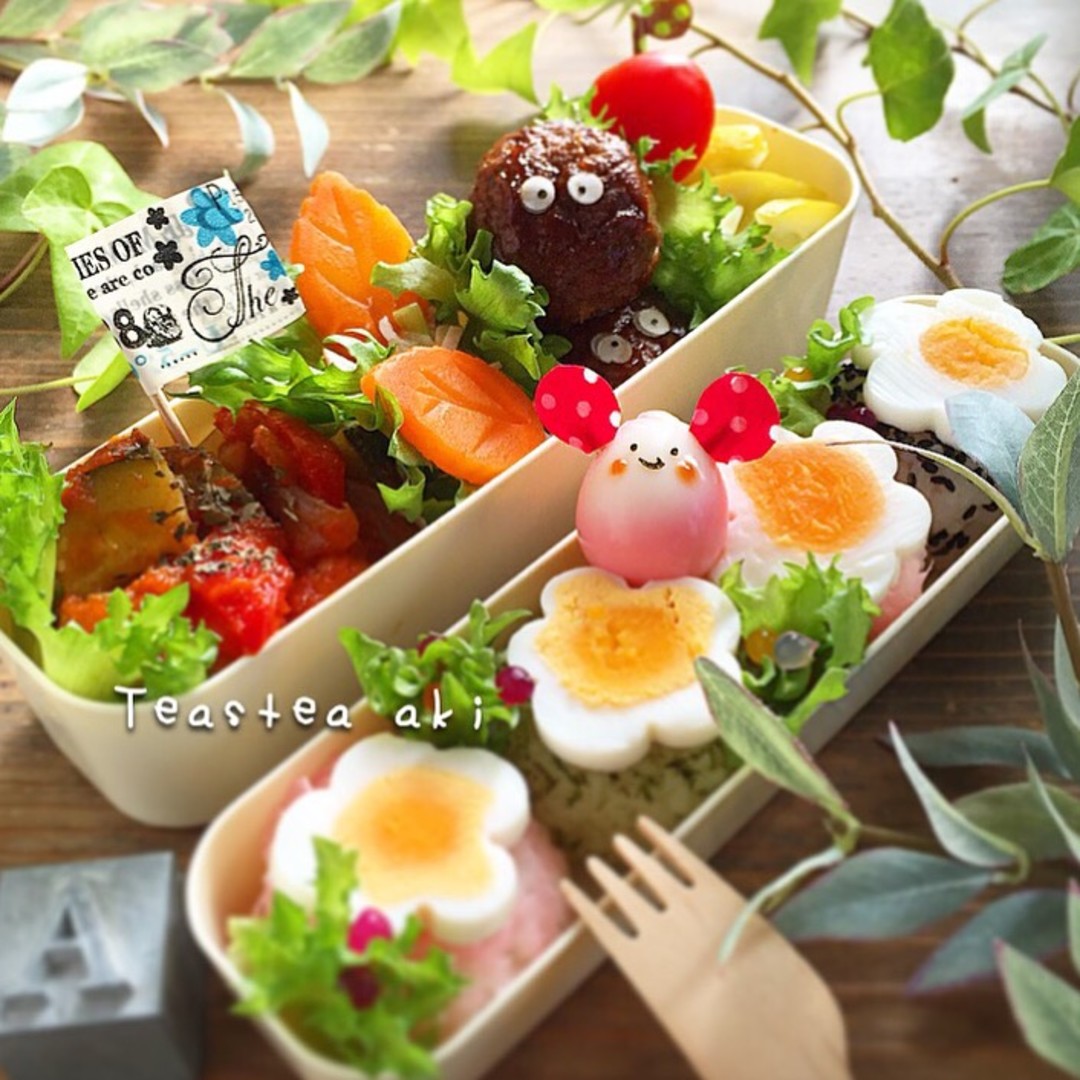 ゆで卵のお花畑弁当