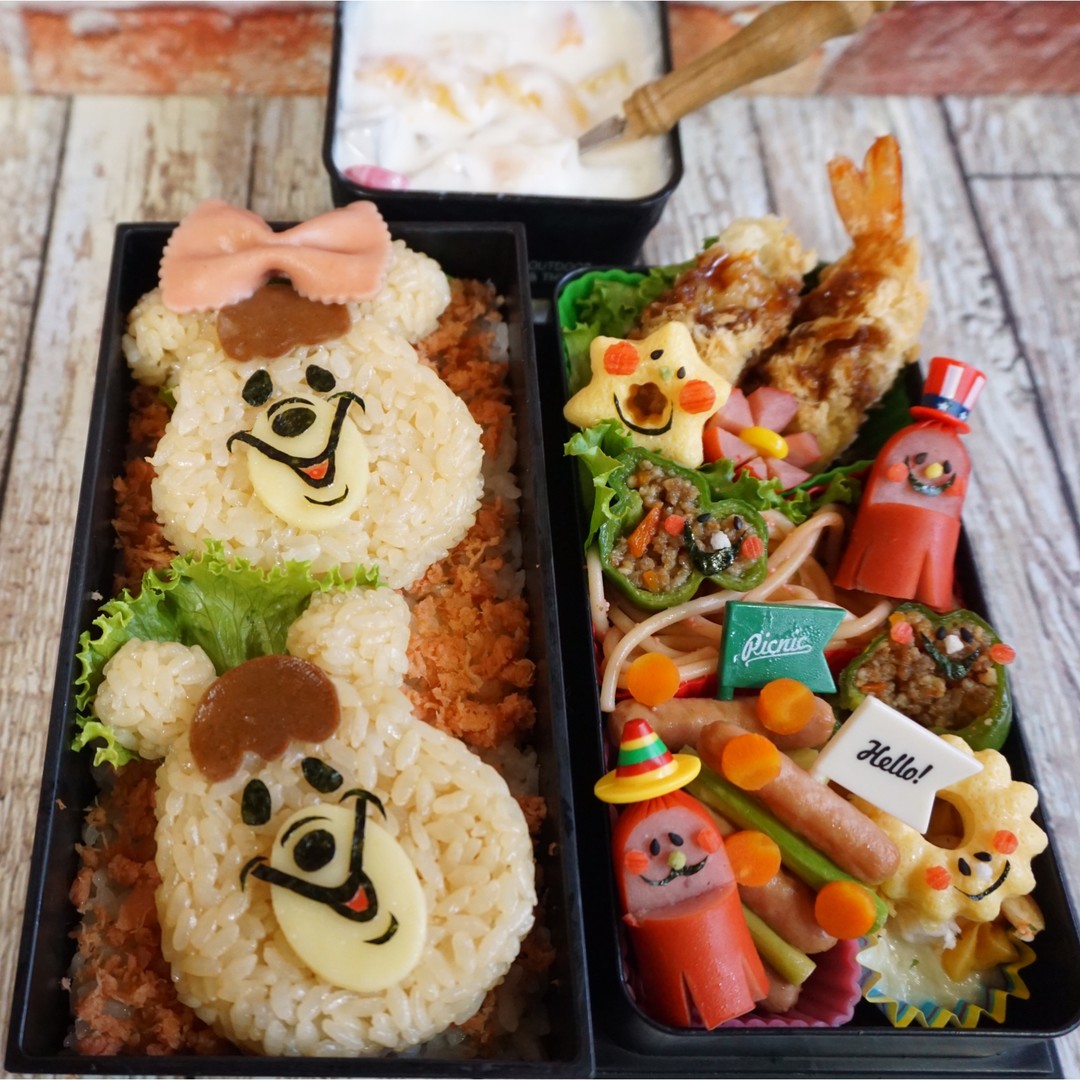 w❤️c くまたん & くのじょ 弁当⋆｡˚✩  ༘*ೄ˚