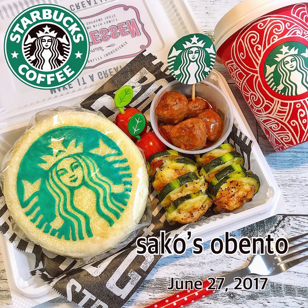 サランラップに書けるペンでスタバ弁当♡