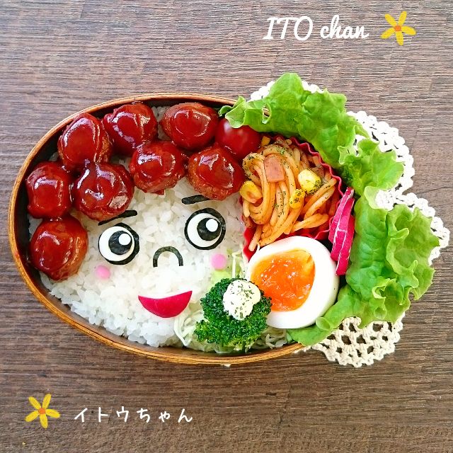 頭が❗ミートボール弁当 😄☝