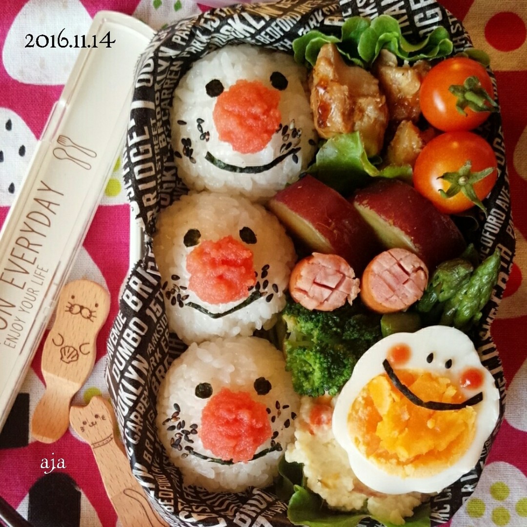スノーマンおにぎり弁当