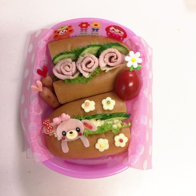 ロールパンサンド弁当♡