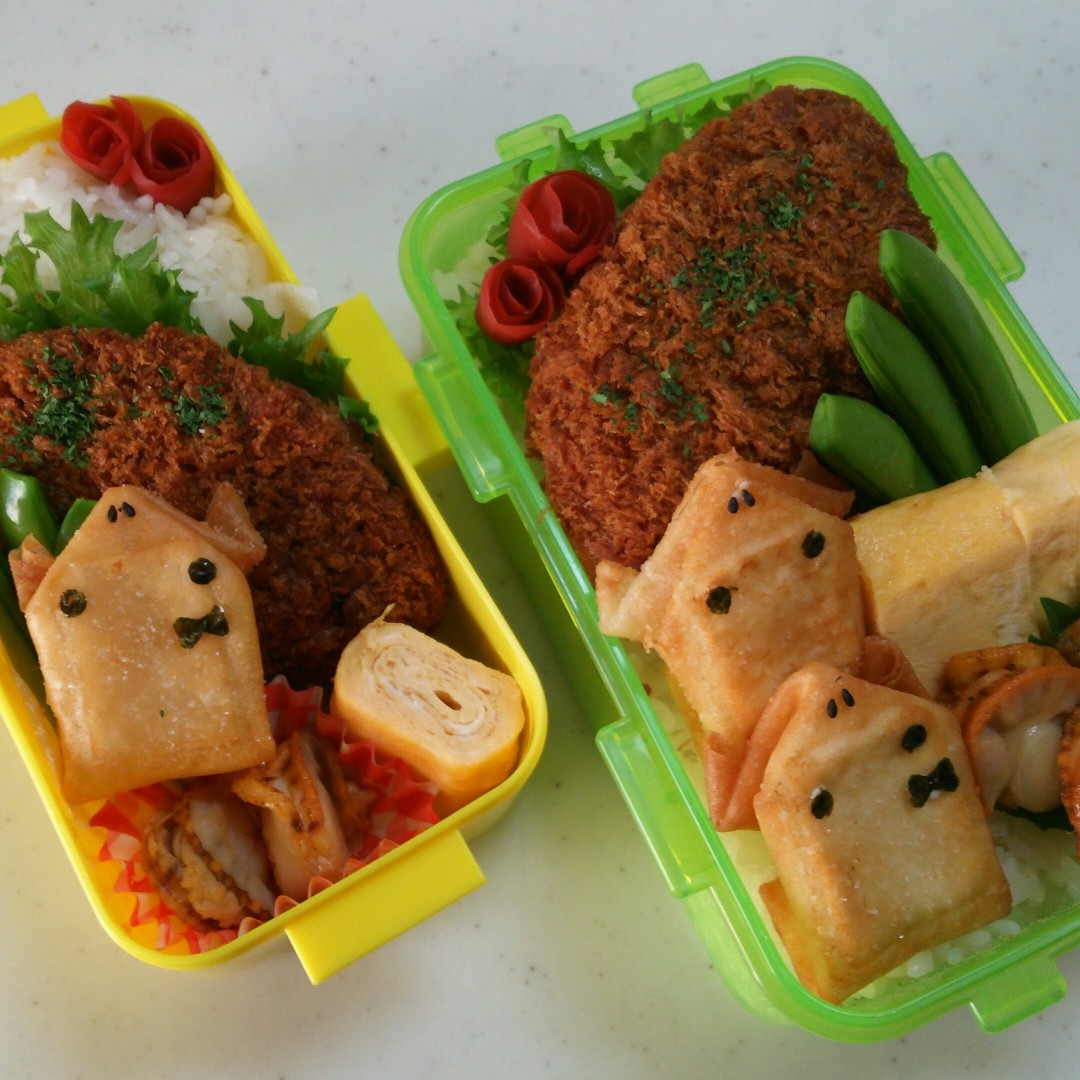 春巻の皮でカエル弁当