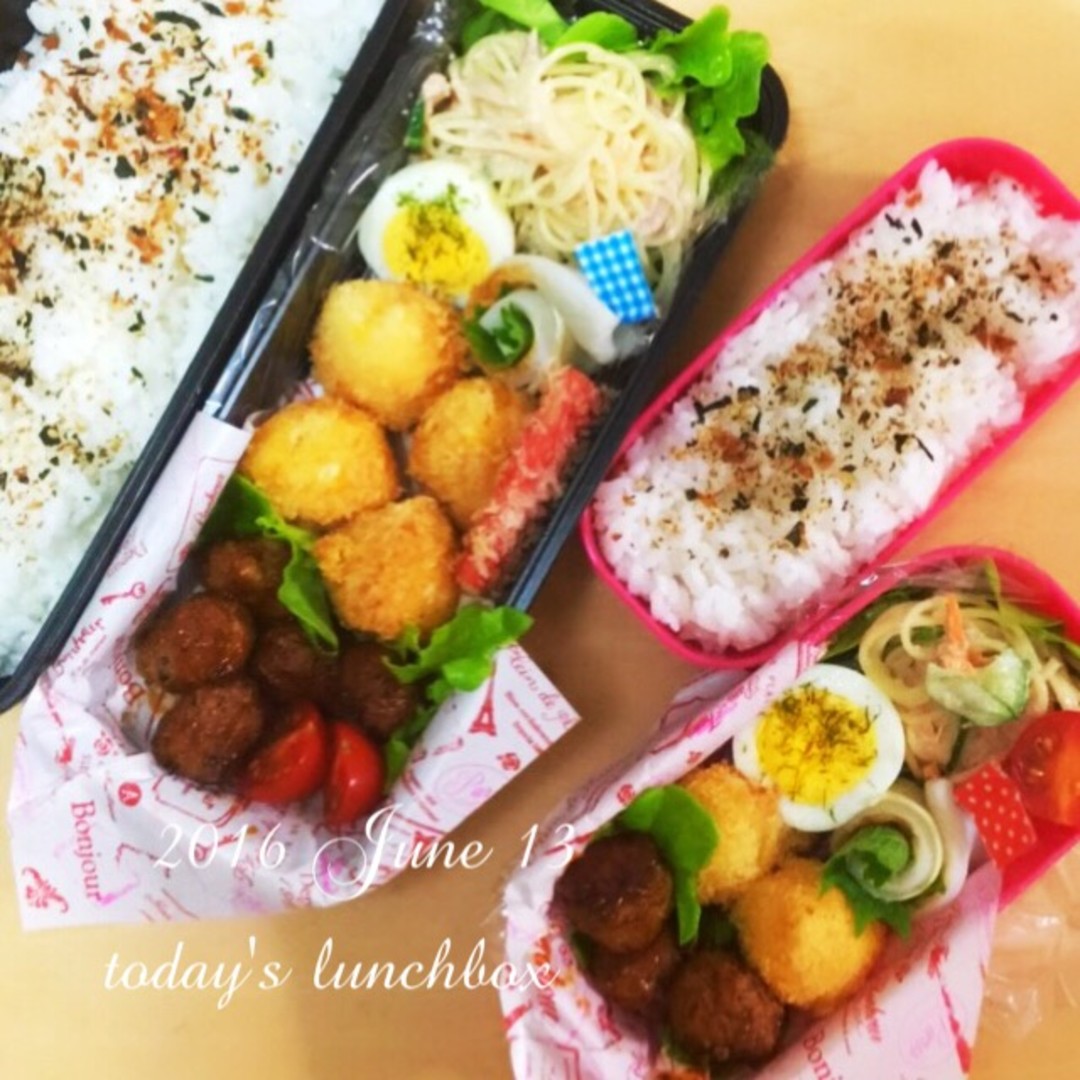 ミートボールと卵コロッケ弁当