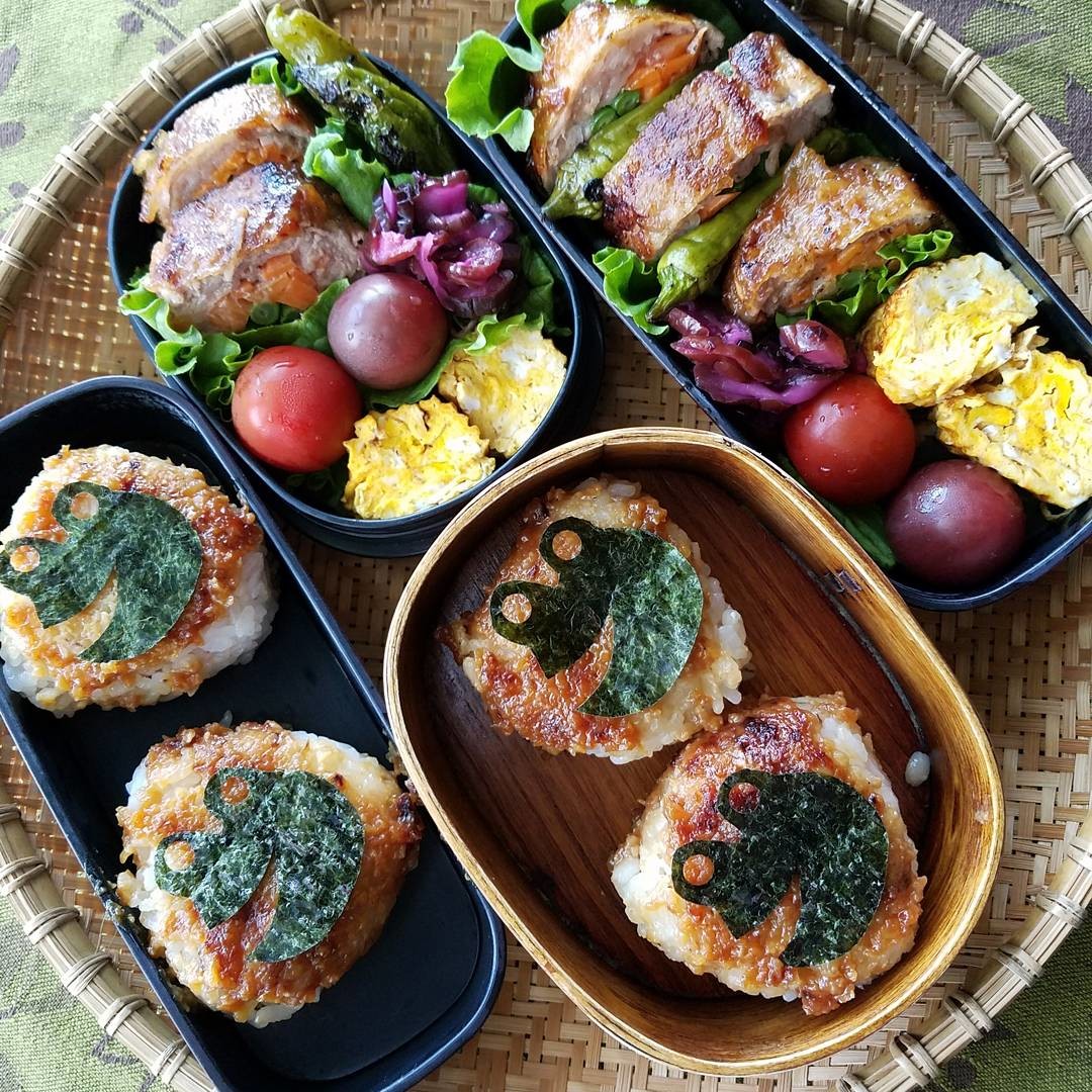 肉巻きと味噌おむすび