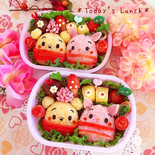 プーさん＆ピグレットの姉妹弁当♡