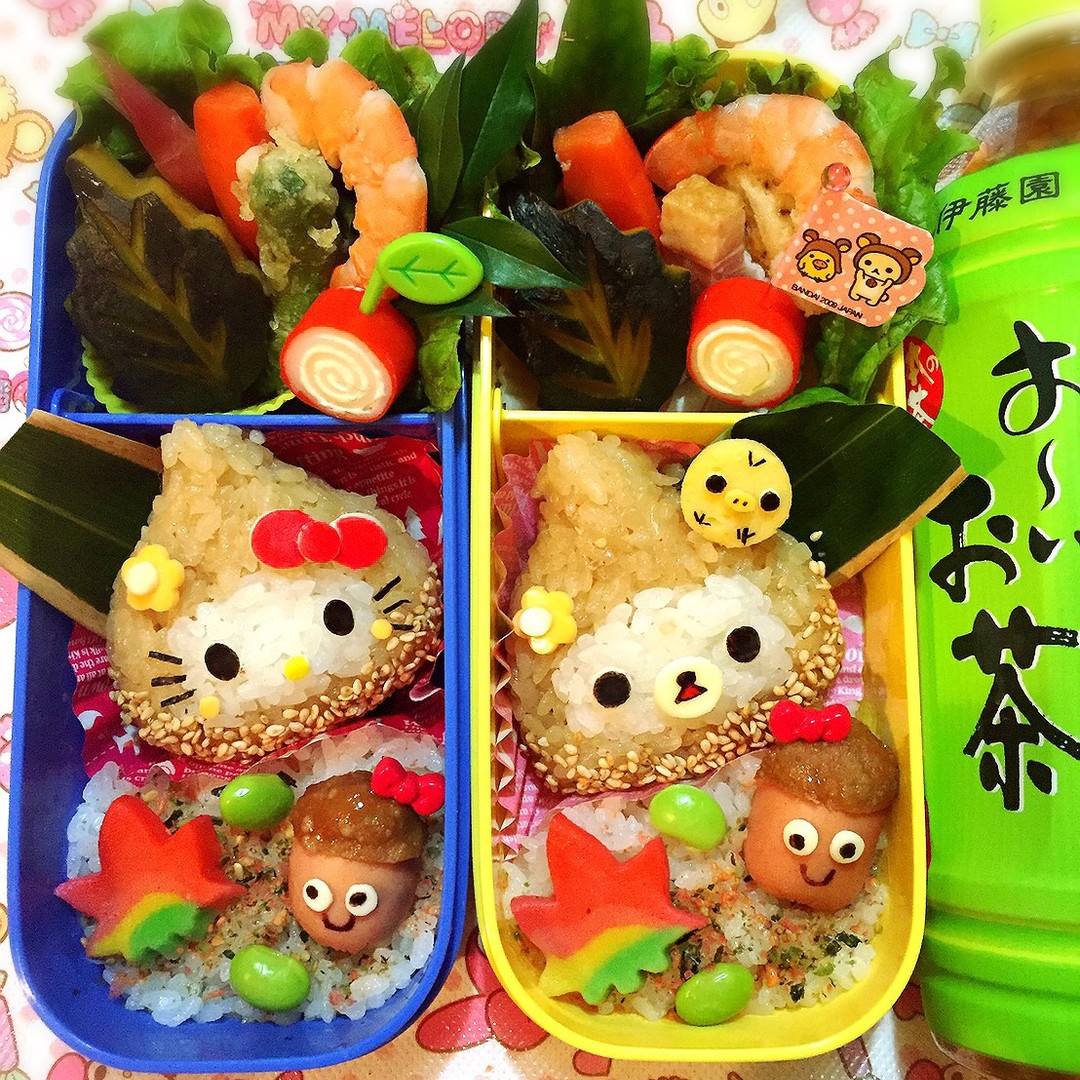 栗キティ🌰栗コリラックマ🍁秋のお弁当