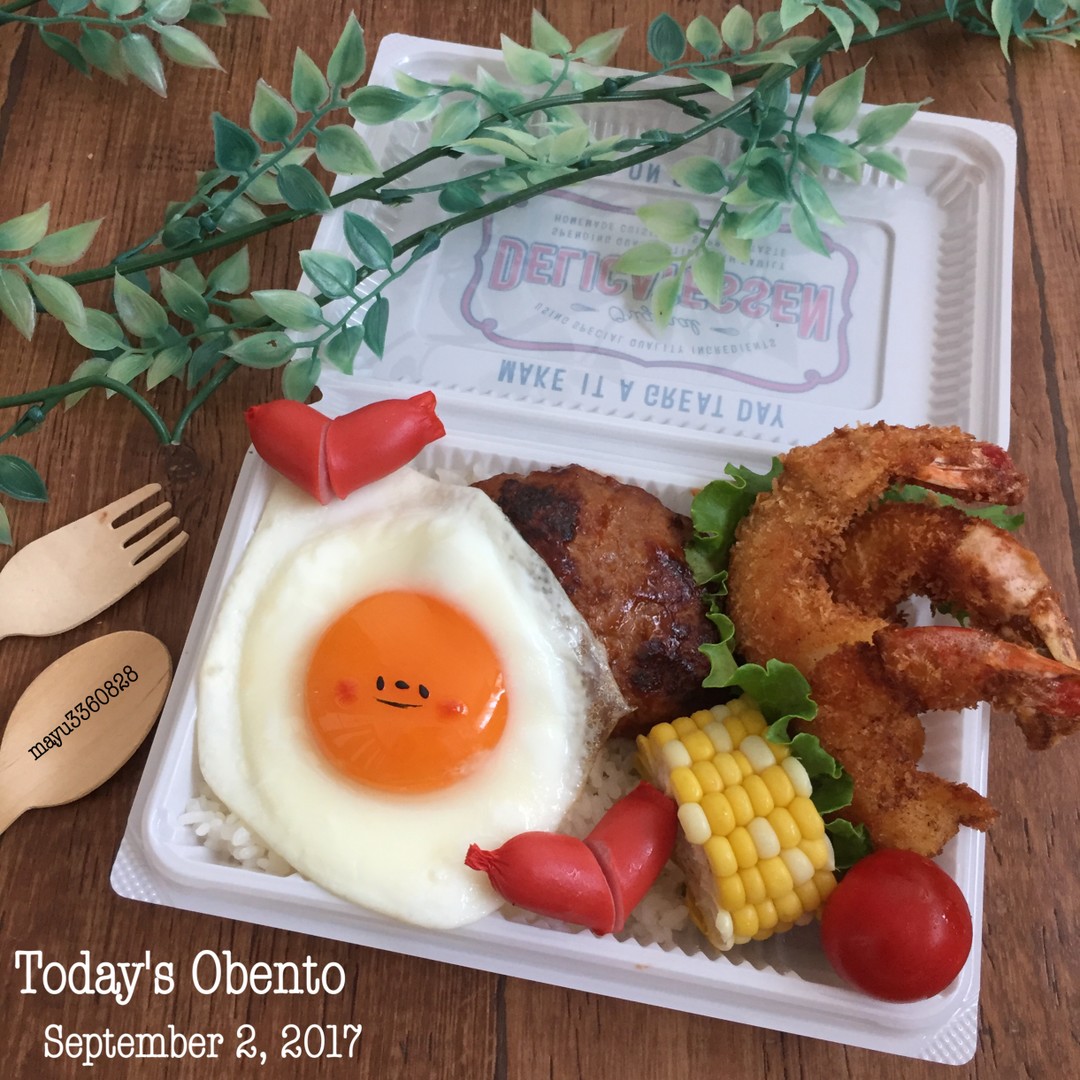 ハンバーグ海老フライ弁当