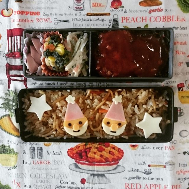 ピンク帽子のサンタさん弁当