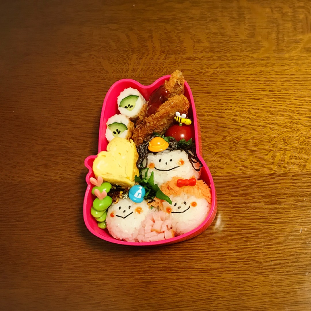 ＊顔おにぎり&アジフライ弁当＊