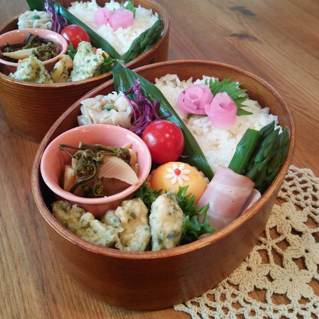 鶏天とたけのこ弁当