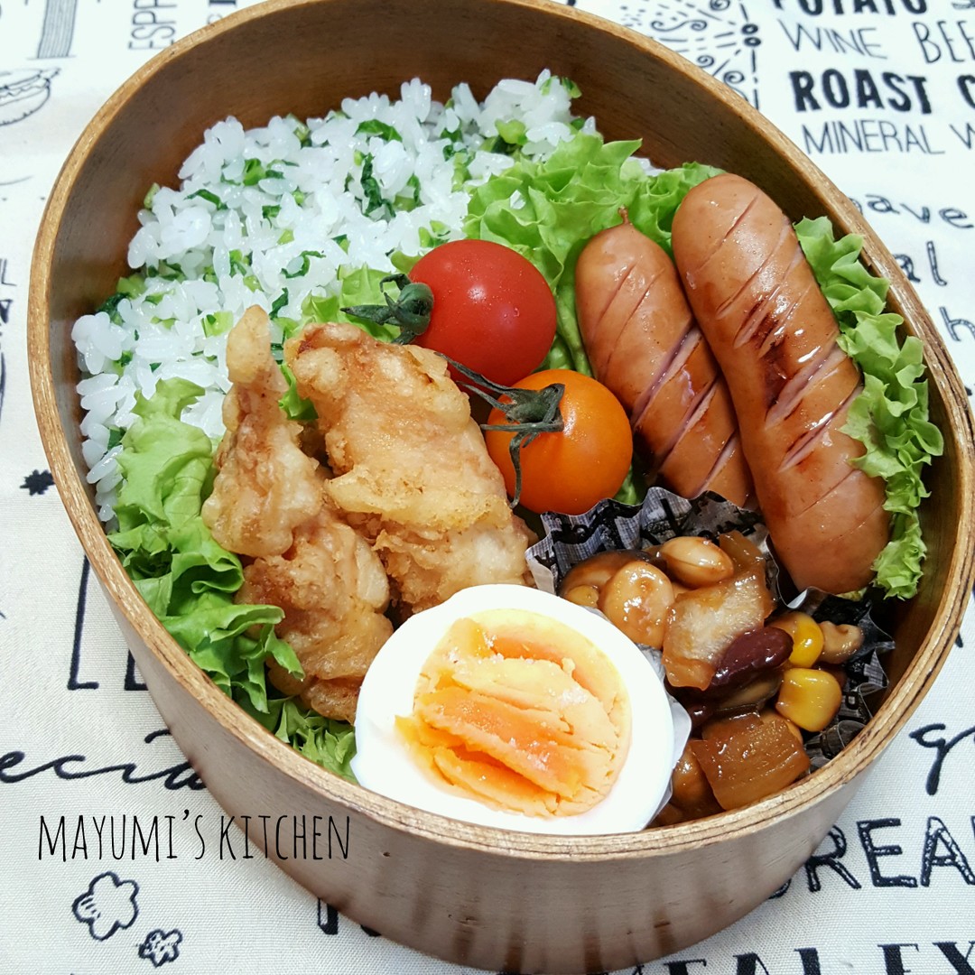 菜飯とささみ天のお弁当。