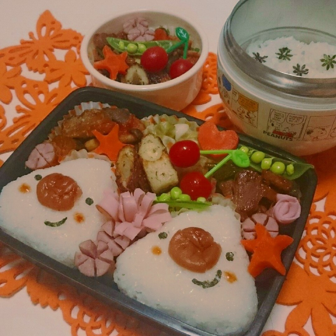 仲よしおにぎりに顔弁当🍱