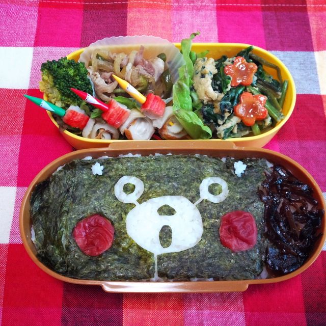 くまモンののり弁 ほうれん草バター