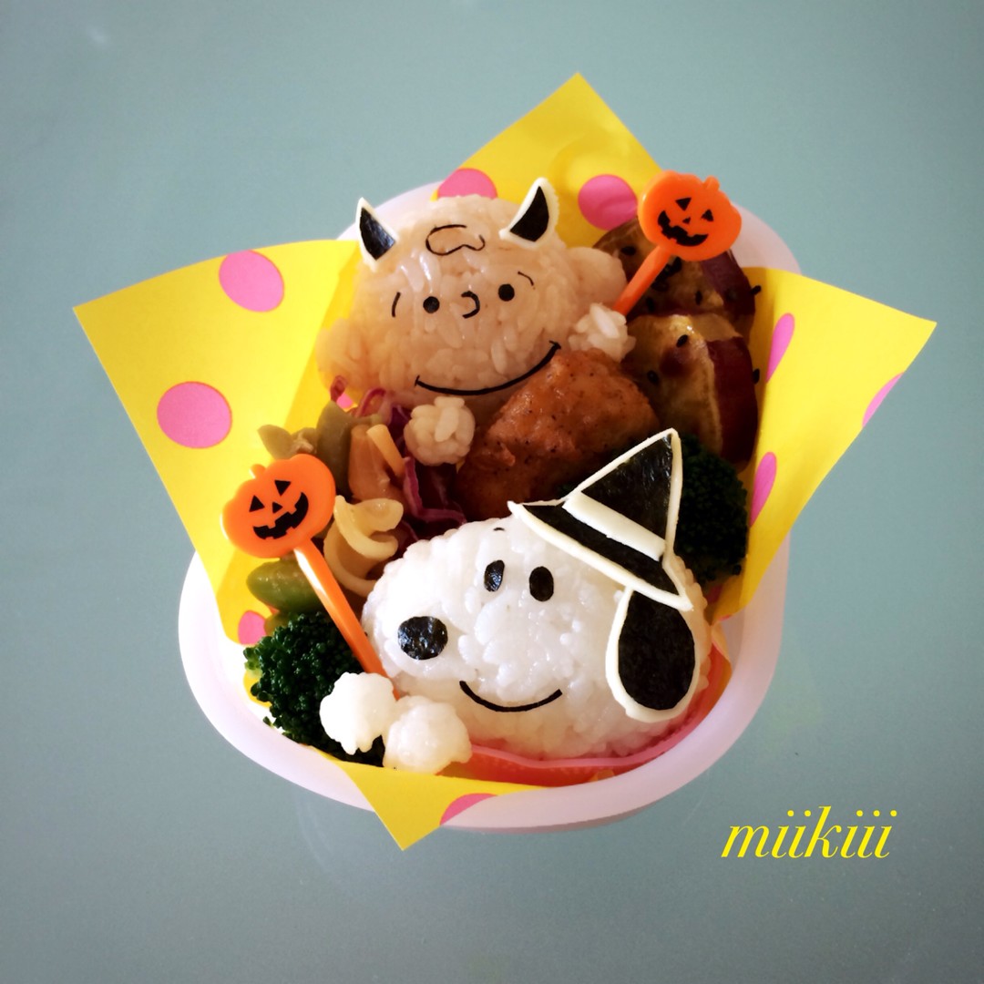 スヌーピーとチャーリーブラウンのハロウィン弁当