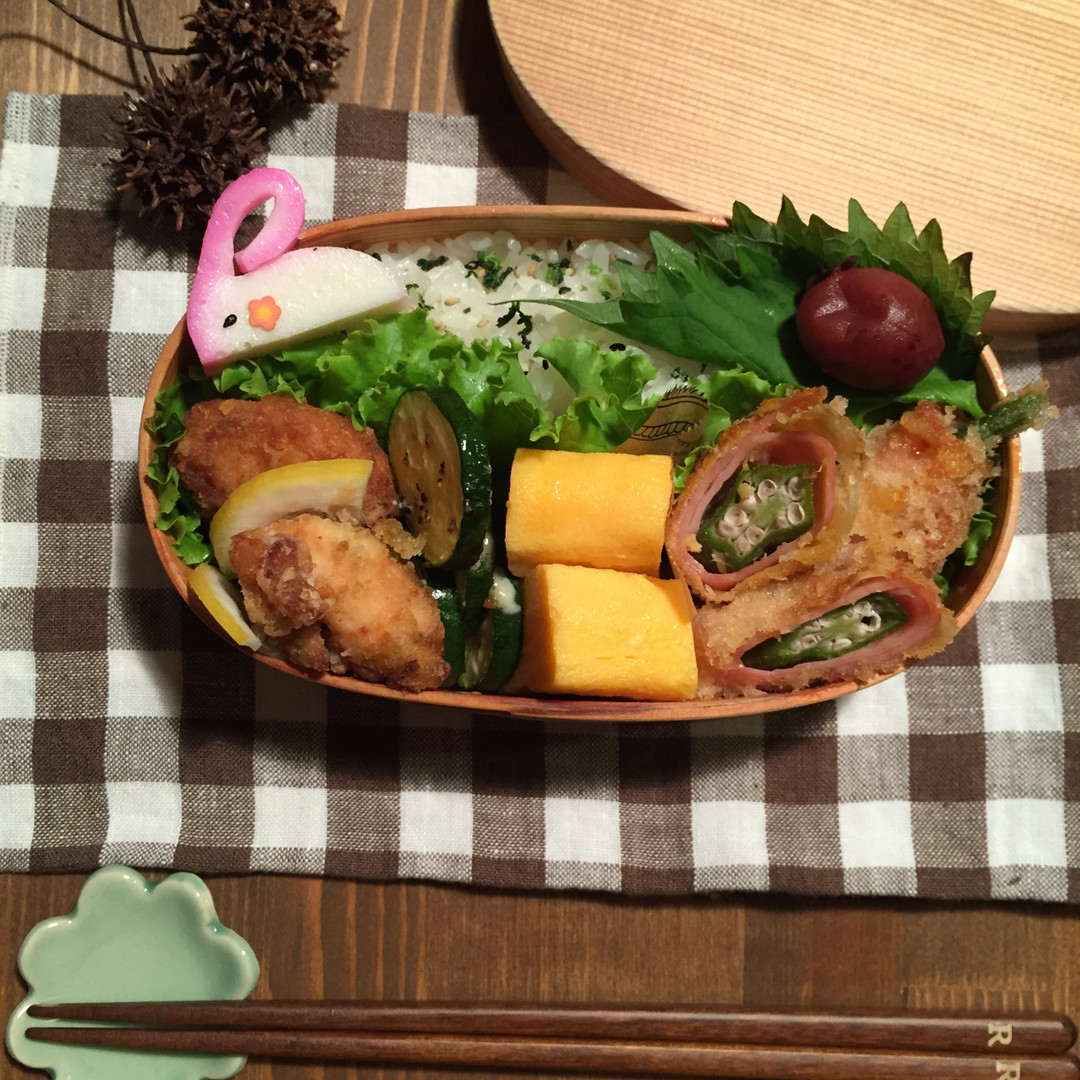 オクラのハムカツ弁当♪