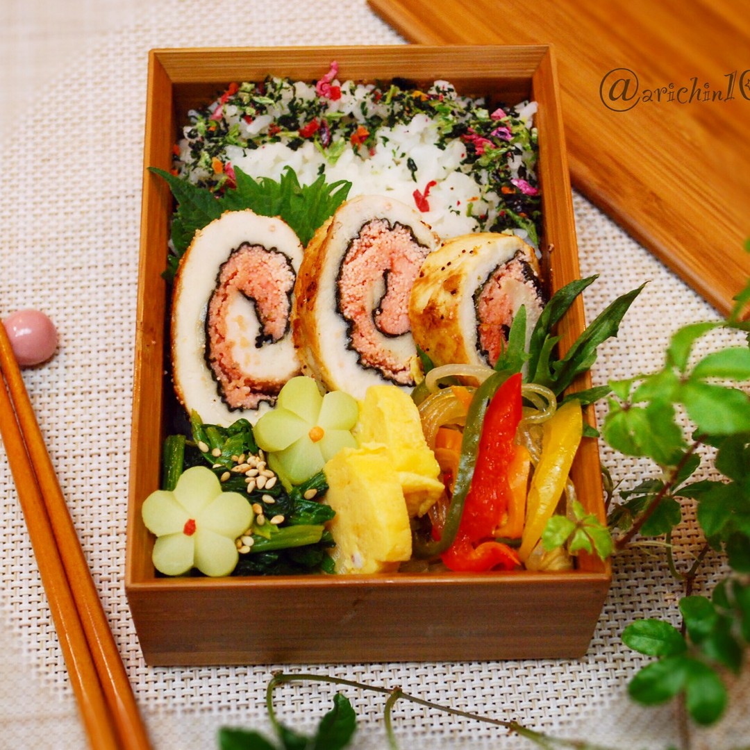 ささみと明太子のくるくる弁当