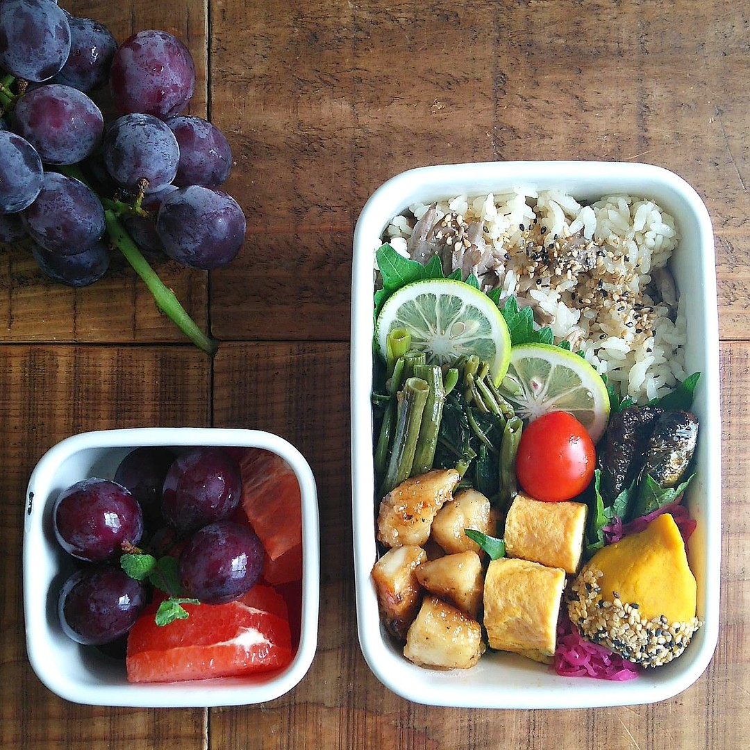 空芯菜とイカの中華炒め弁当