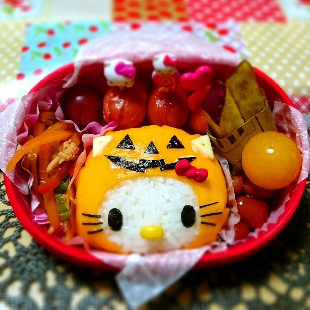 ハロウィン＊キャラ弁＊キティ＊カボチャ