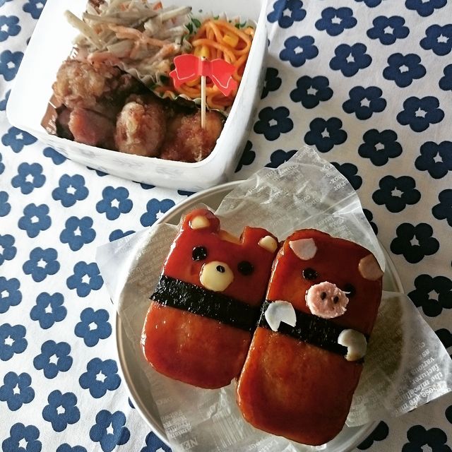 くま&ぶたのスパムむすび
