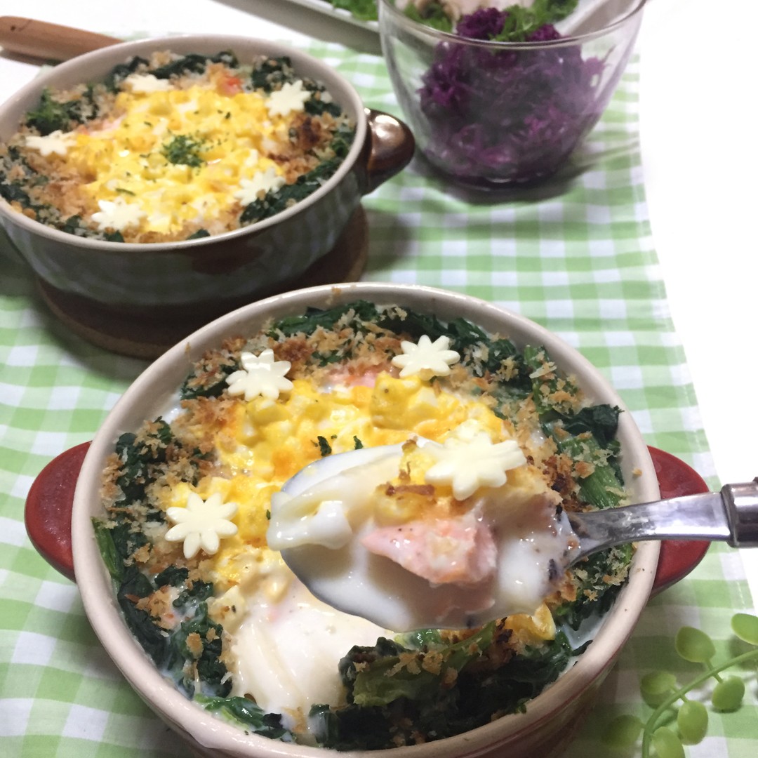 トースターde サーモン&ペンネの菜種焼きグラタン