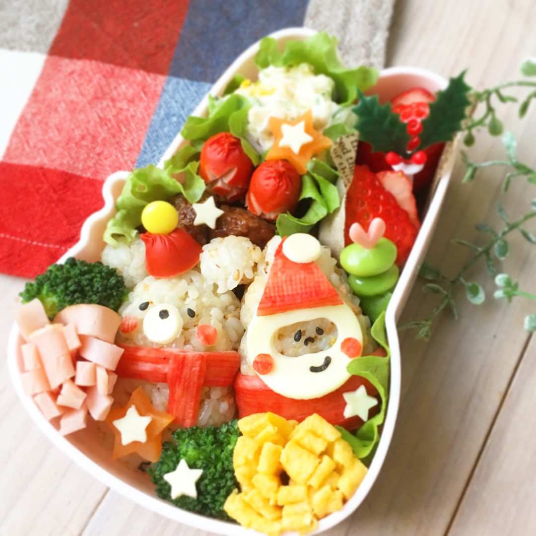 サンタさんとサンタ帽のクマさん弁🎄✨