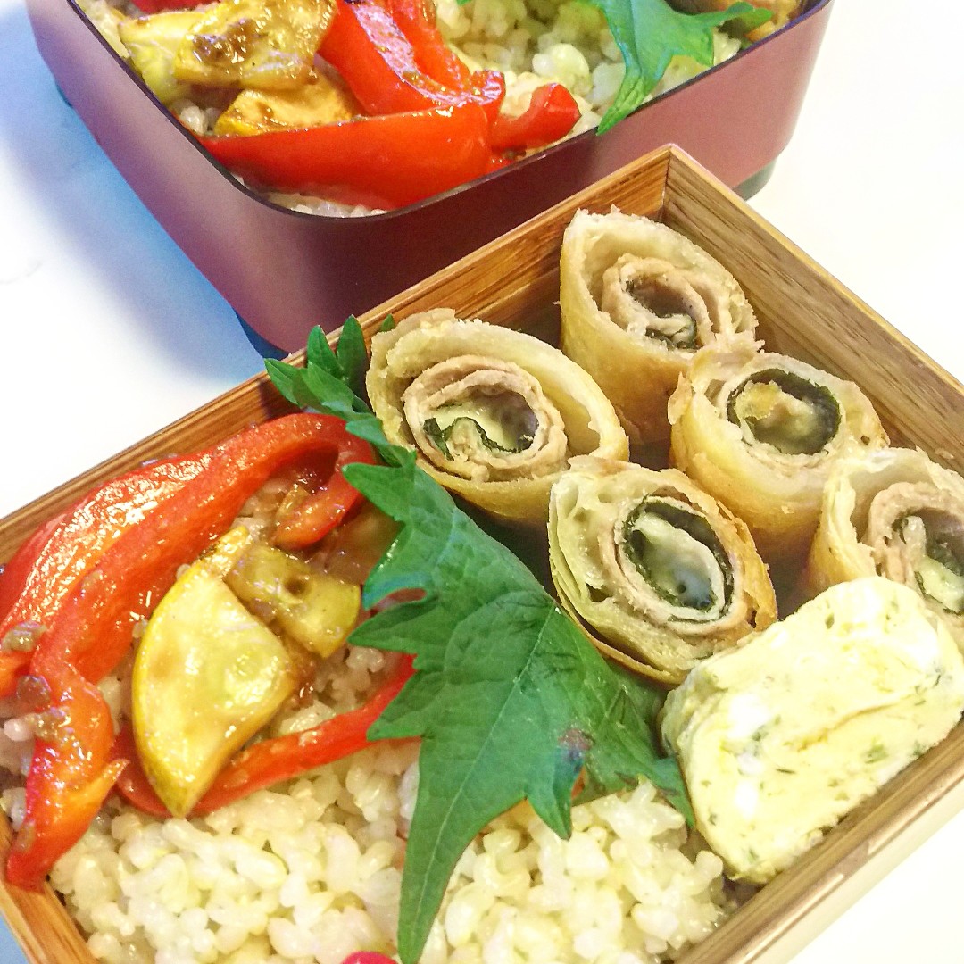 豚肉のシソチーズ春巻き弁当