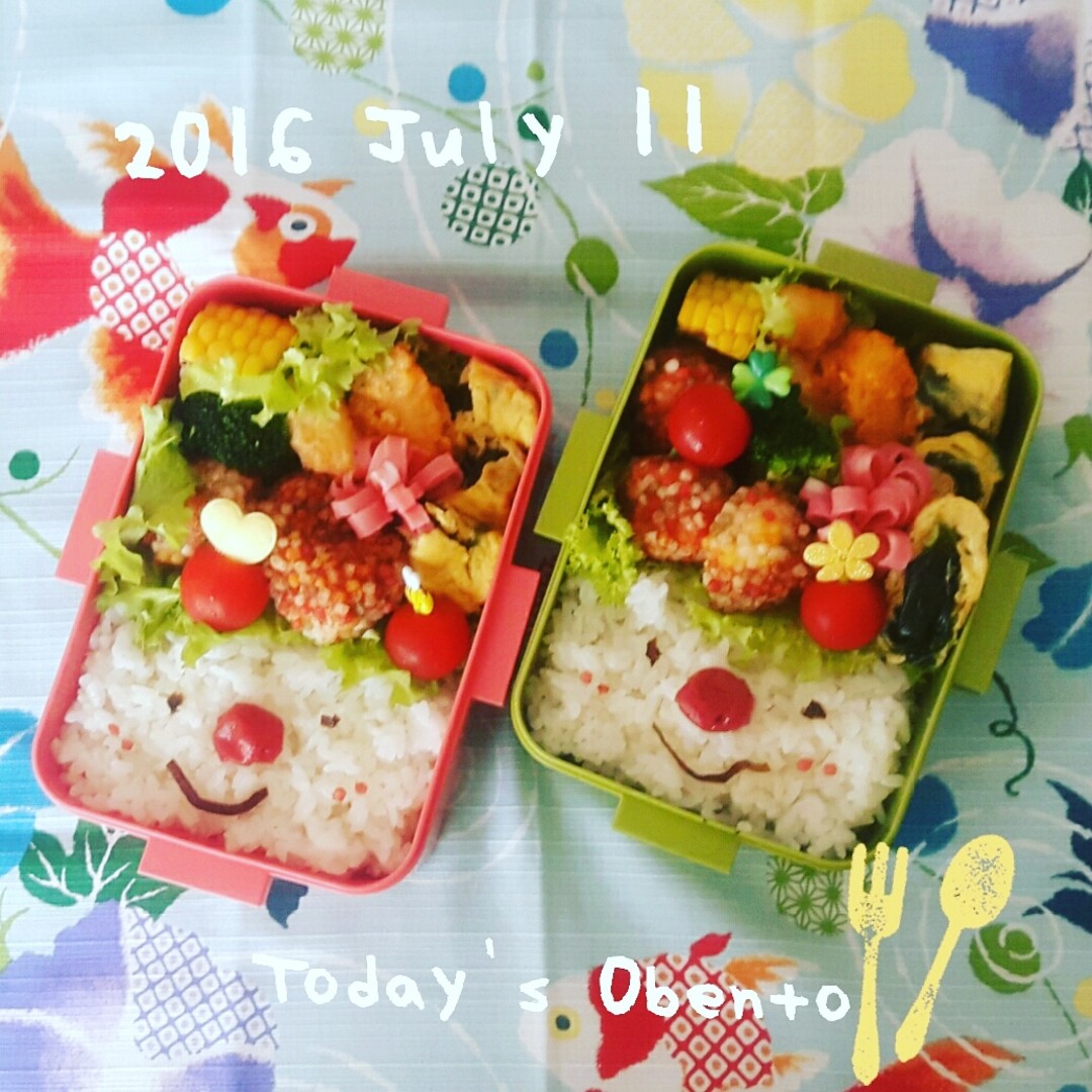 はんぺんのぶぶあられ揚げ＆イカマヨ顔弁当