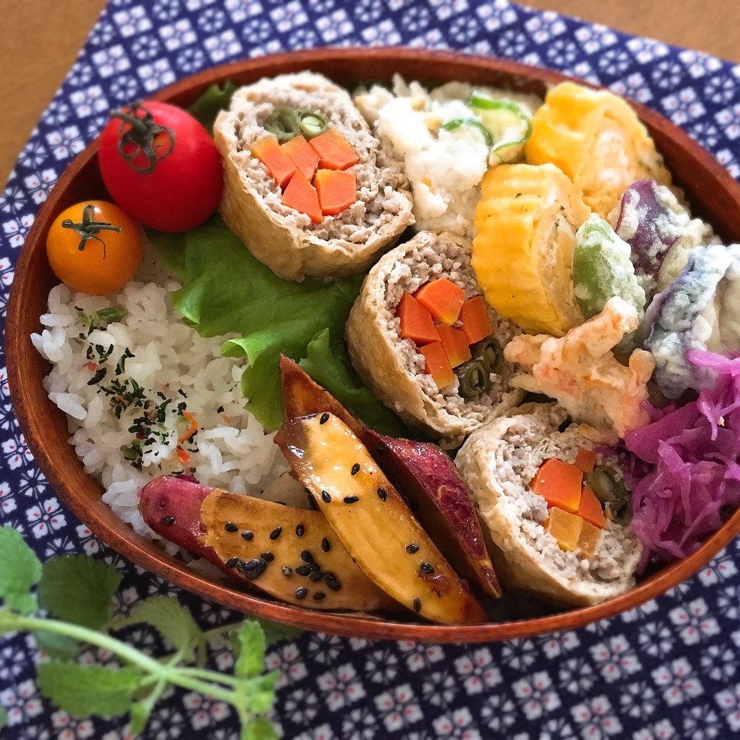 お揚げのクルクル巻＆天ぷら弁当❁