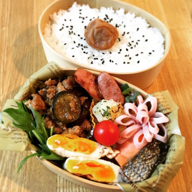 なすのオイスター炒め弁当