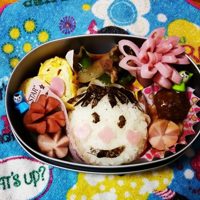 年少最後のお弁当♡似顔絵風アンパンマン