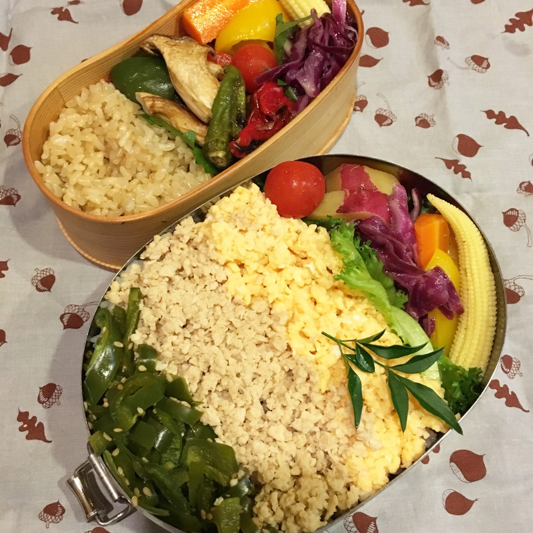 三色丼弁当