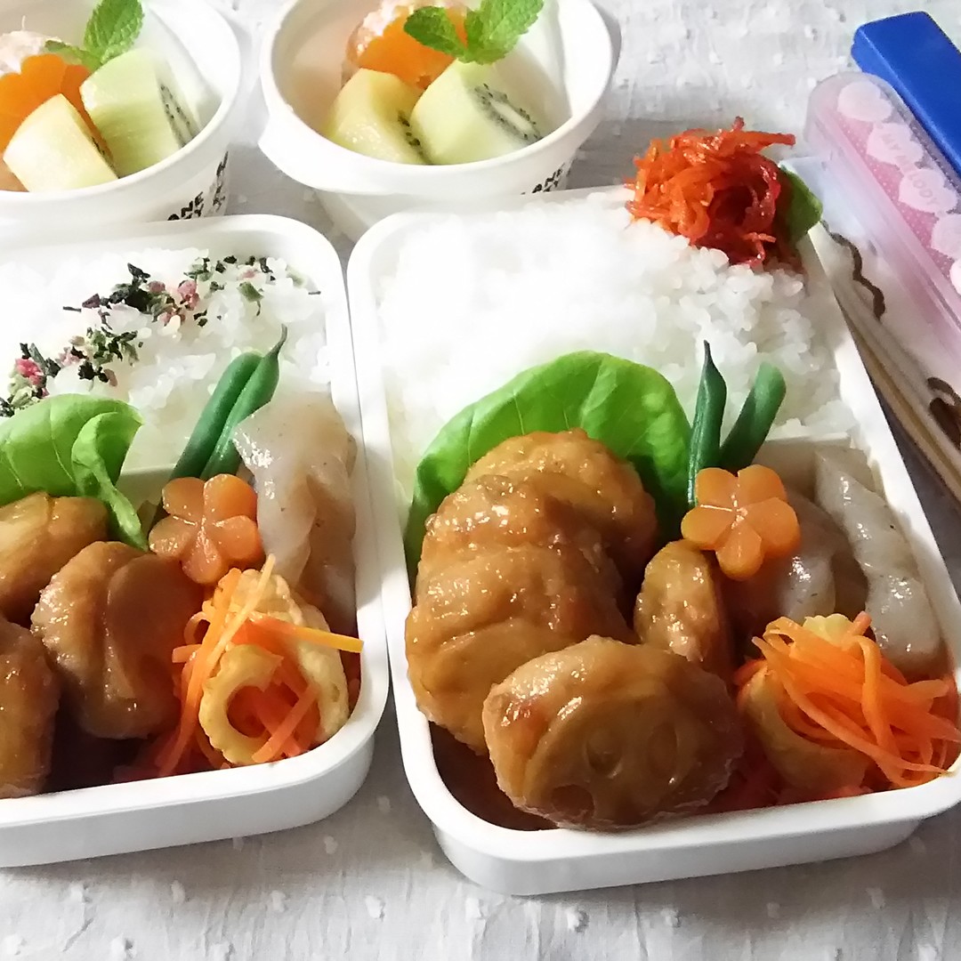 蓮根たっぷりつくね弁当♪
