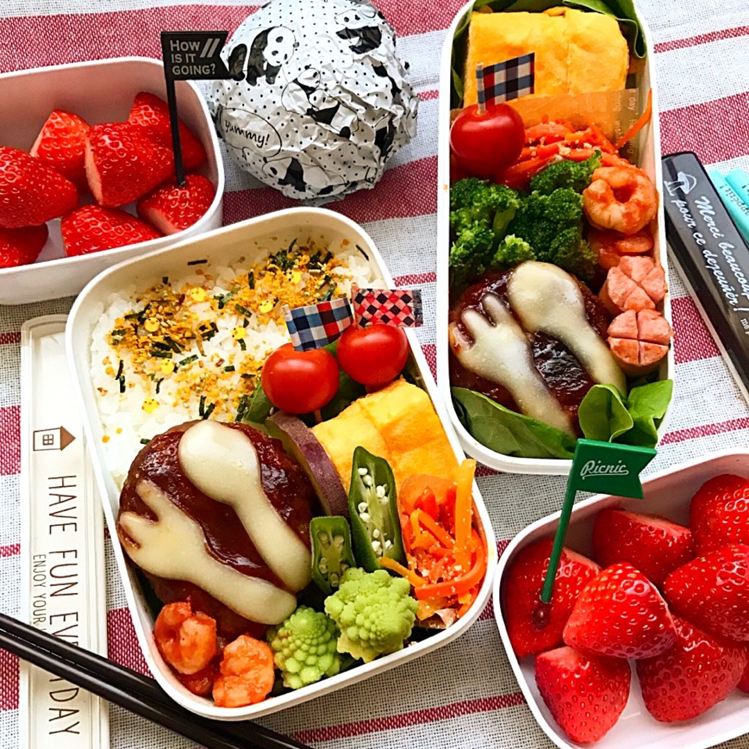 娘と私のハンバーグ弁当