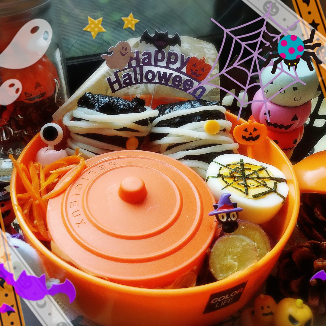 ミイラおにぎりのハロウィン弁当