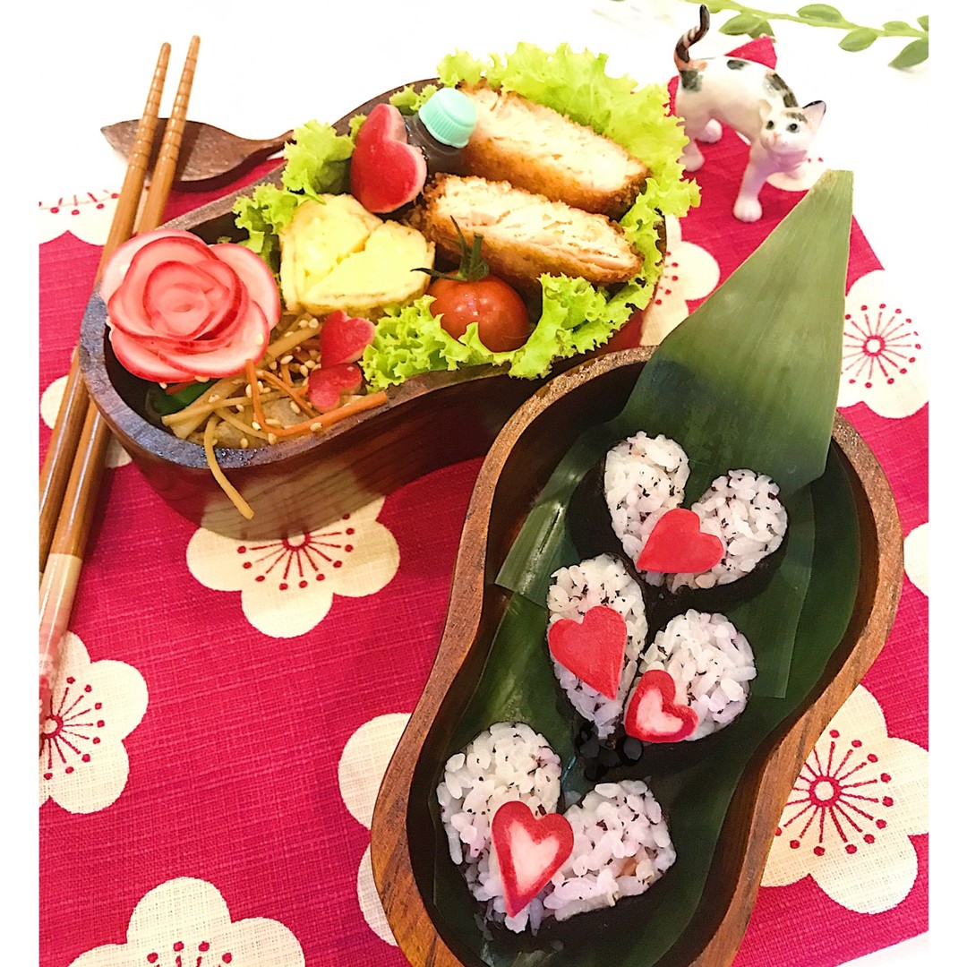 バレンタインのハート弁当