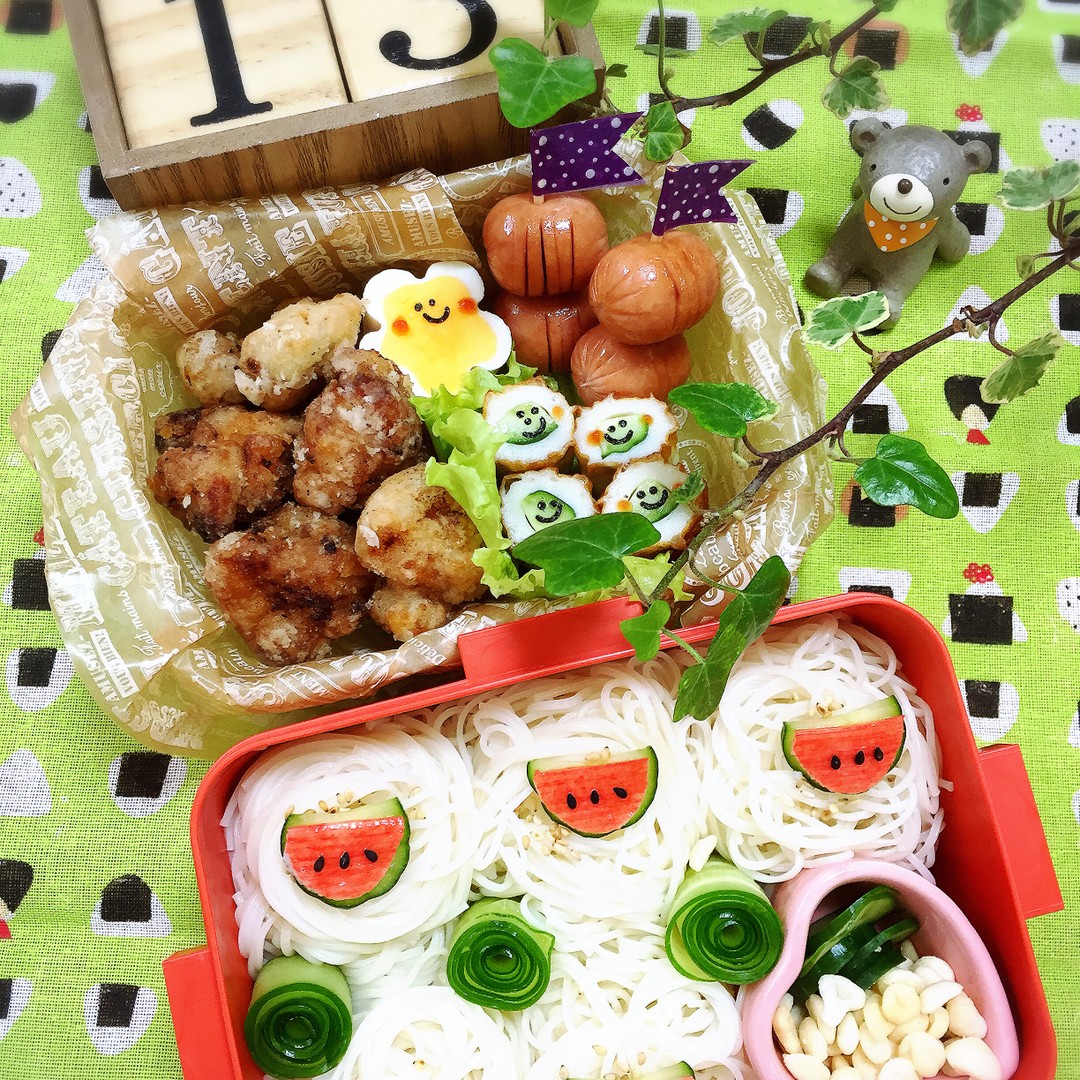 スイカの素麺弁当🍉