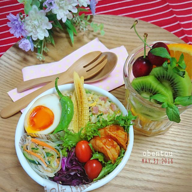 エビチリ❤炒飯弁当