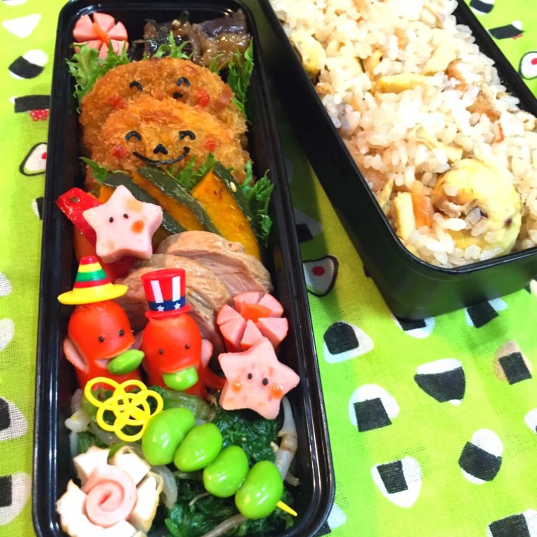 コロッケと煮豚弁当