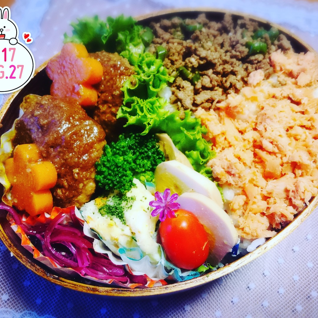 2食ご飯とハンバーグ弁当