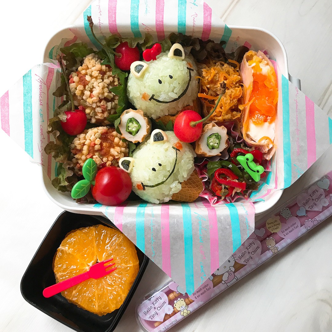 アイス風カエルおにぎり弁当