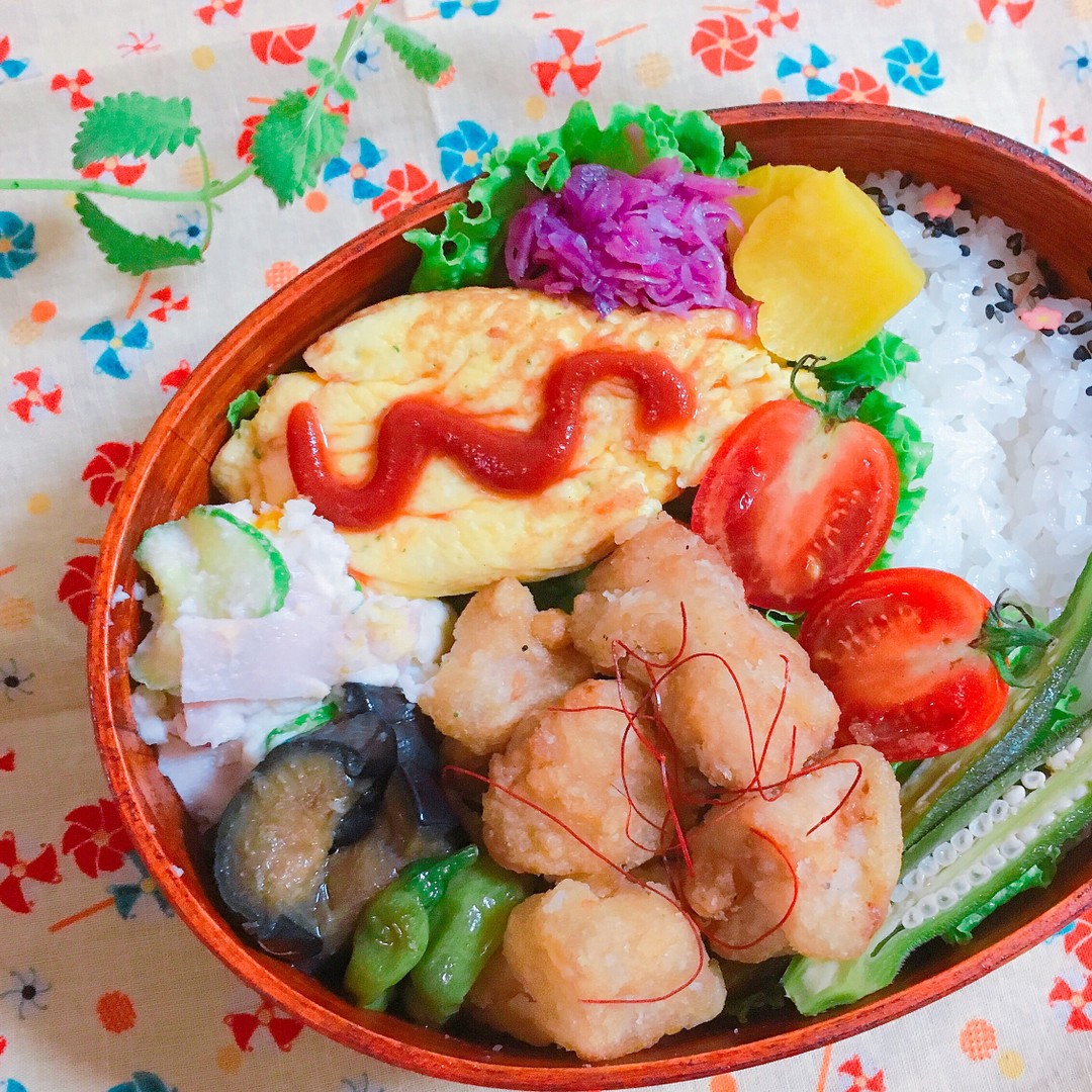 唐揚げ＆オムレツ弁当❁