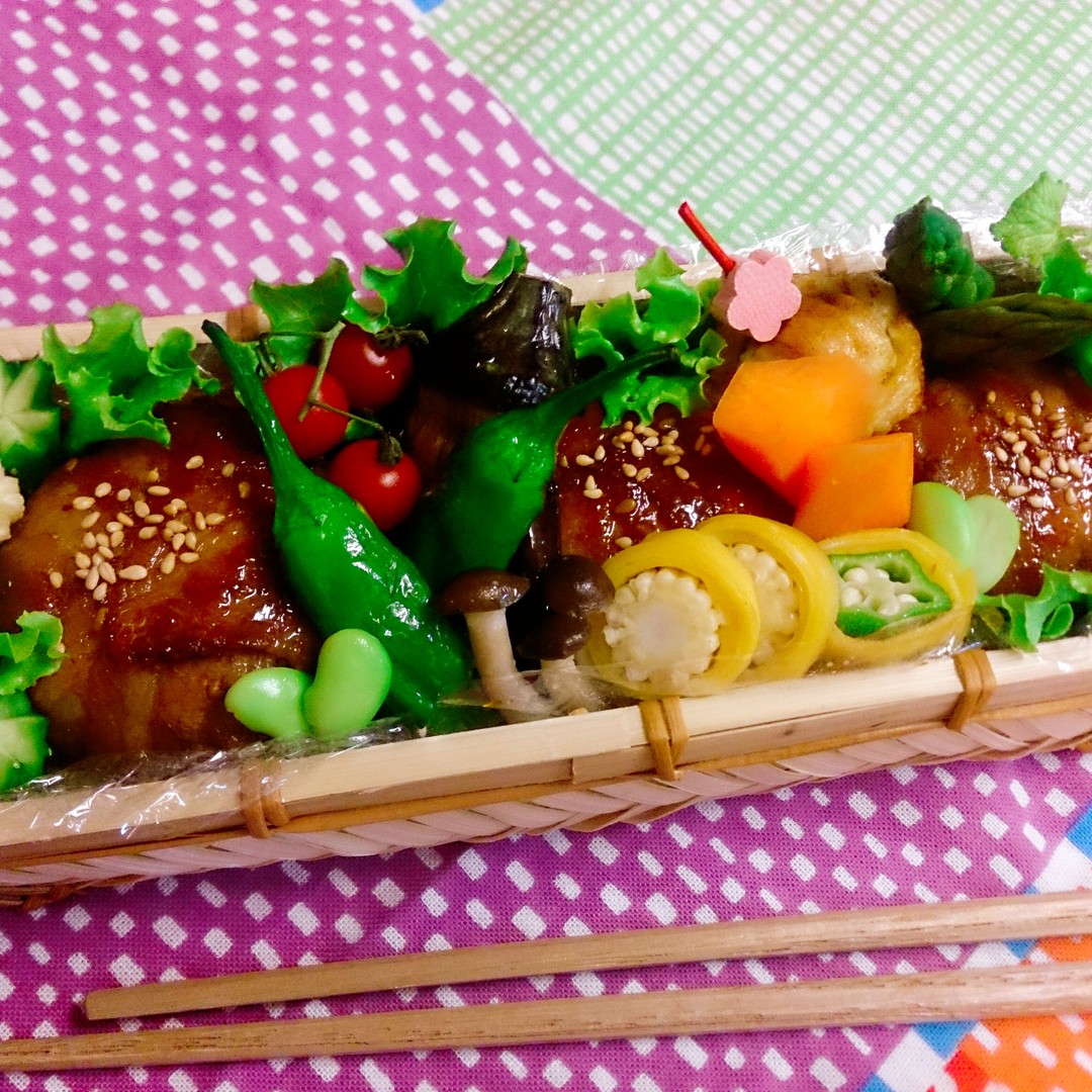 豚バラ肉巻き かご弁当♪