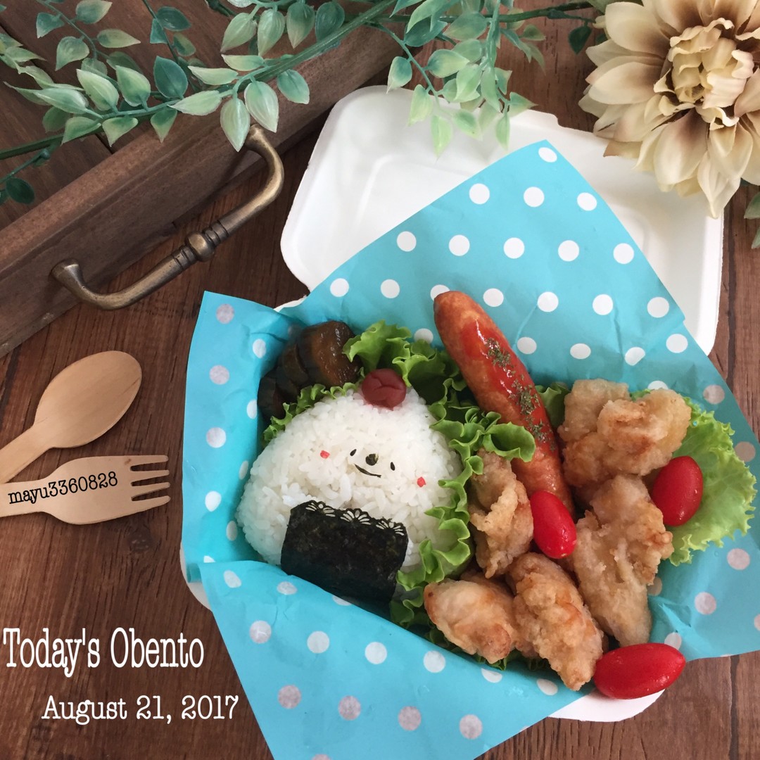 むっちりおにぎりと竜田揚げ弁当