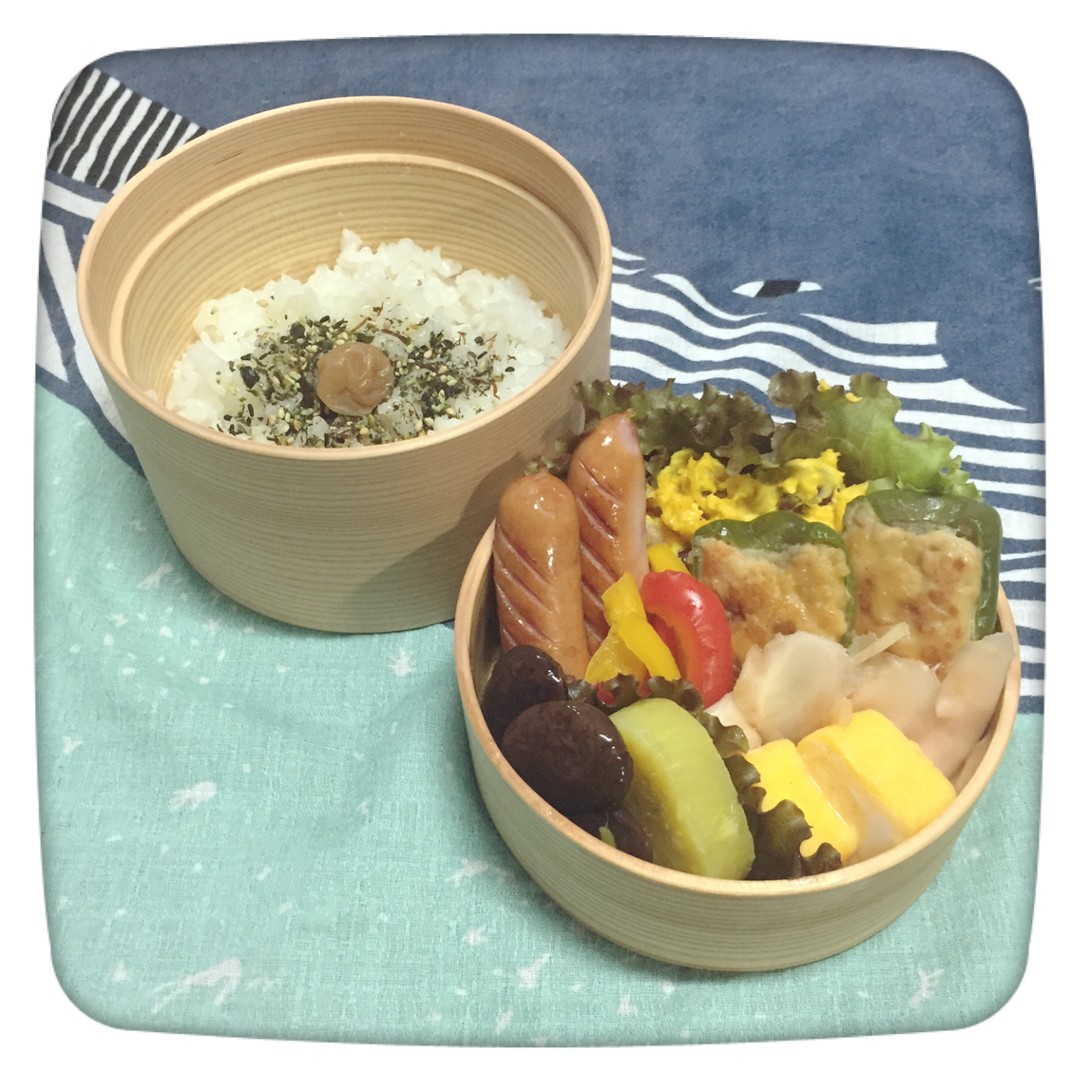 作り置きピーマンの肉詰め弁当