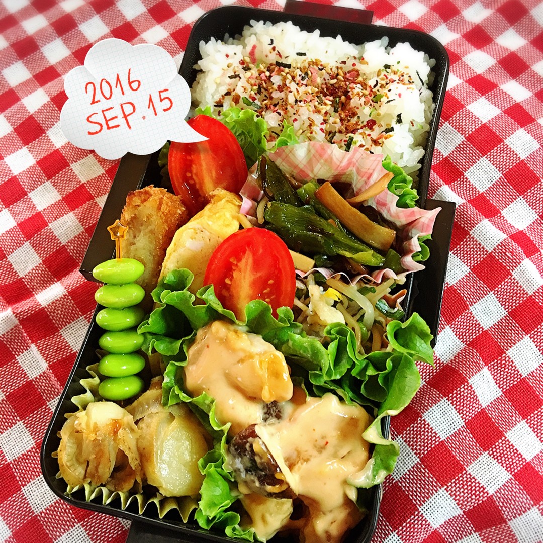 高1息子弁当🍱  満員電車みたいにギュウギュウです（笑）