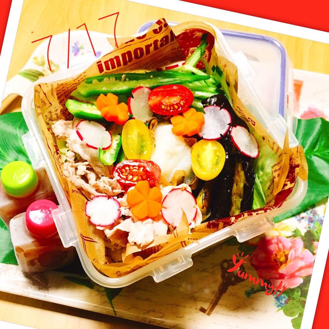 部活弁当✨冷しゃぶおろしサラダうどん
