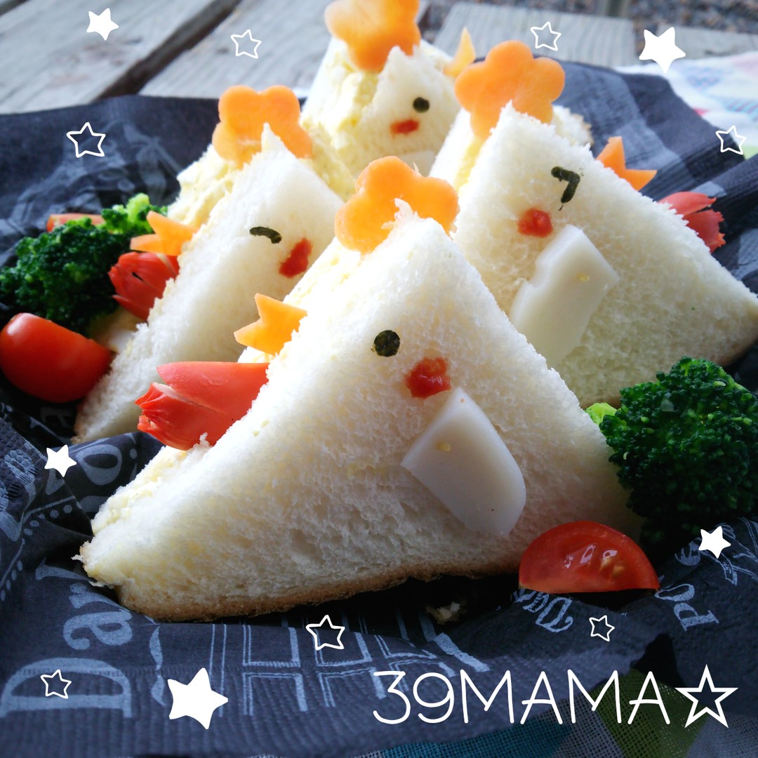 (置き弁当)にわとり玉子サンド☆
