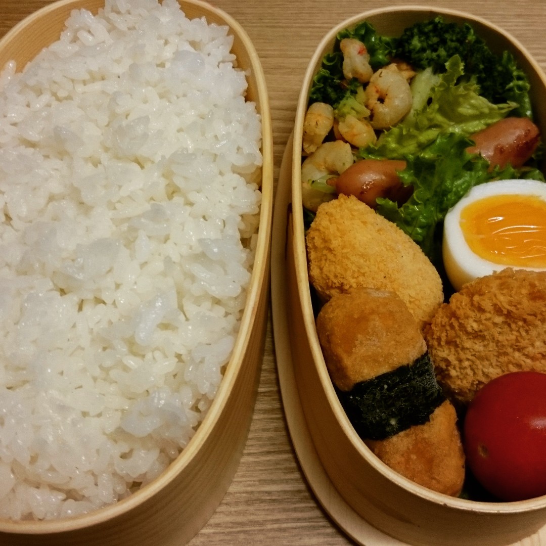 ブロッコリーとエビの塩炒め弁当